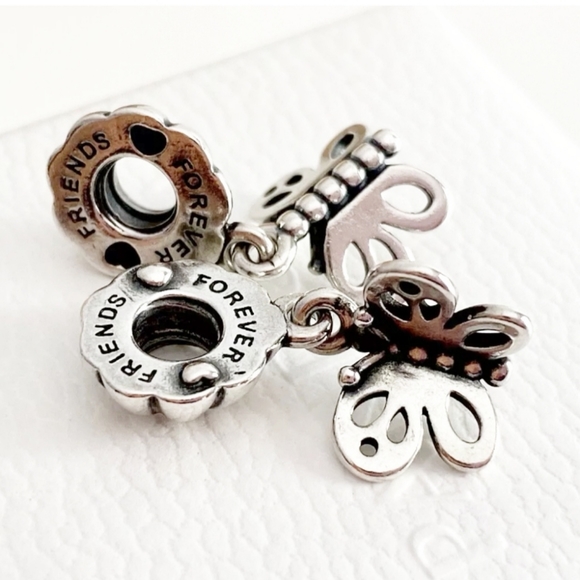 PAIR of Pandora charm dangle " Friends forever " #790531 - Picture 10 of 14